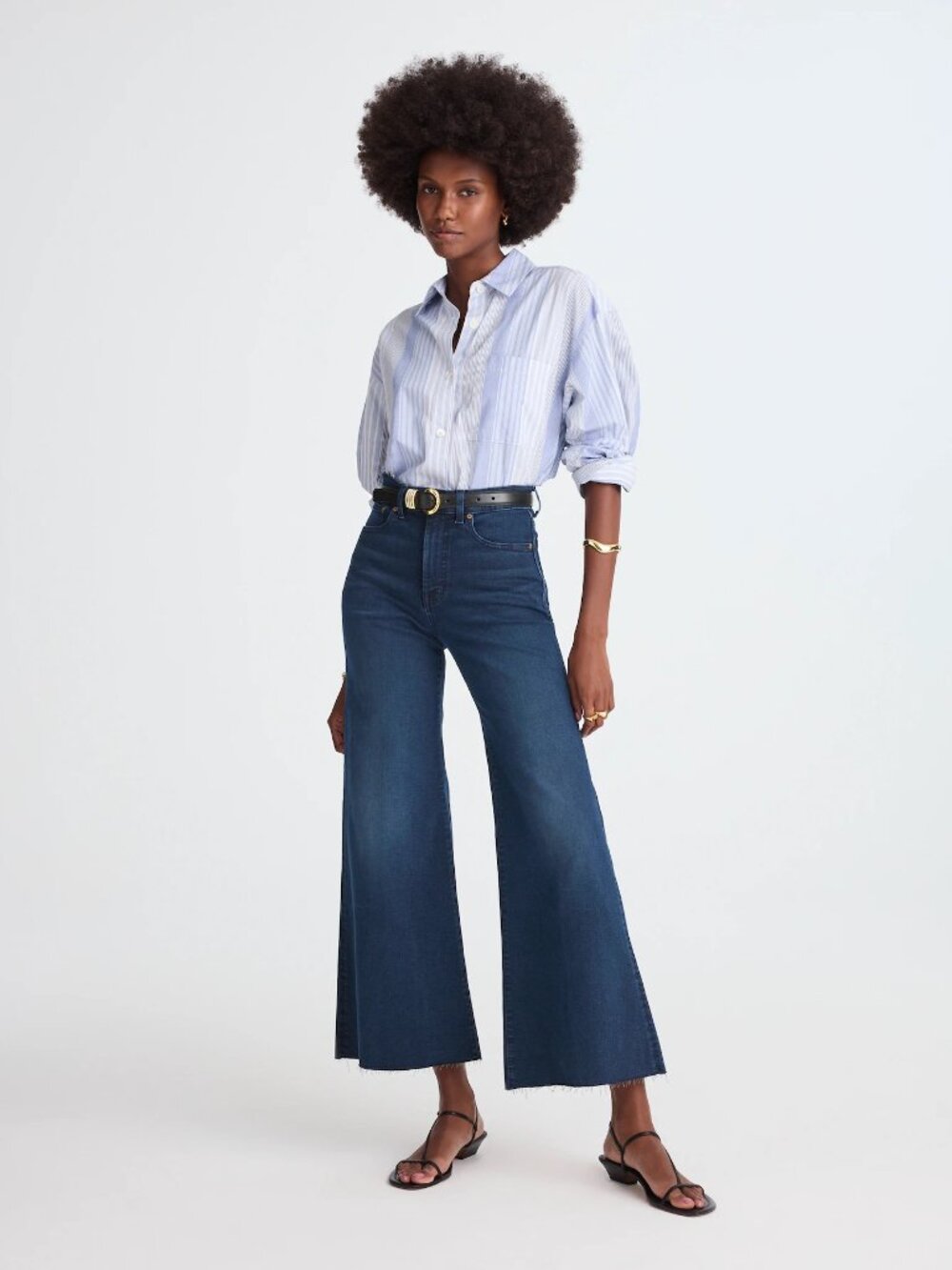 Madewell Flared Wide-Leg Crop Jeans - Kingston Wash Super Stretch